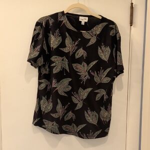 Black Leaf Print Top From Frank And Oak